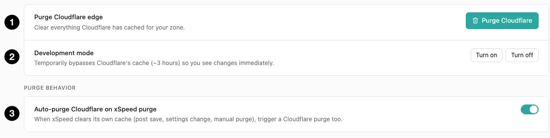 The Actions and Purge behavior groups
