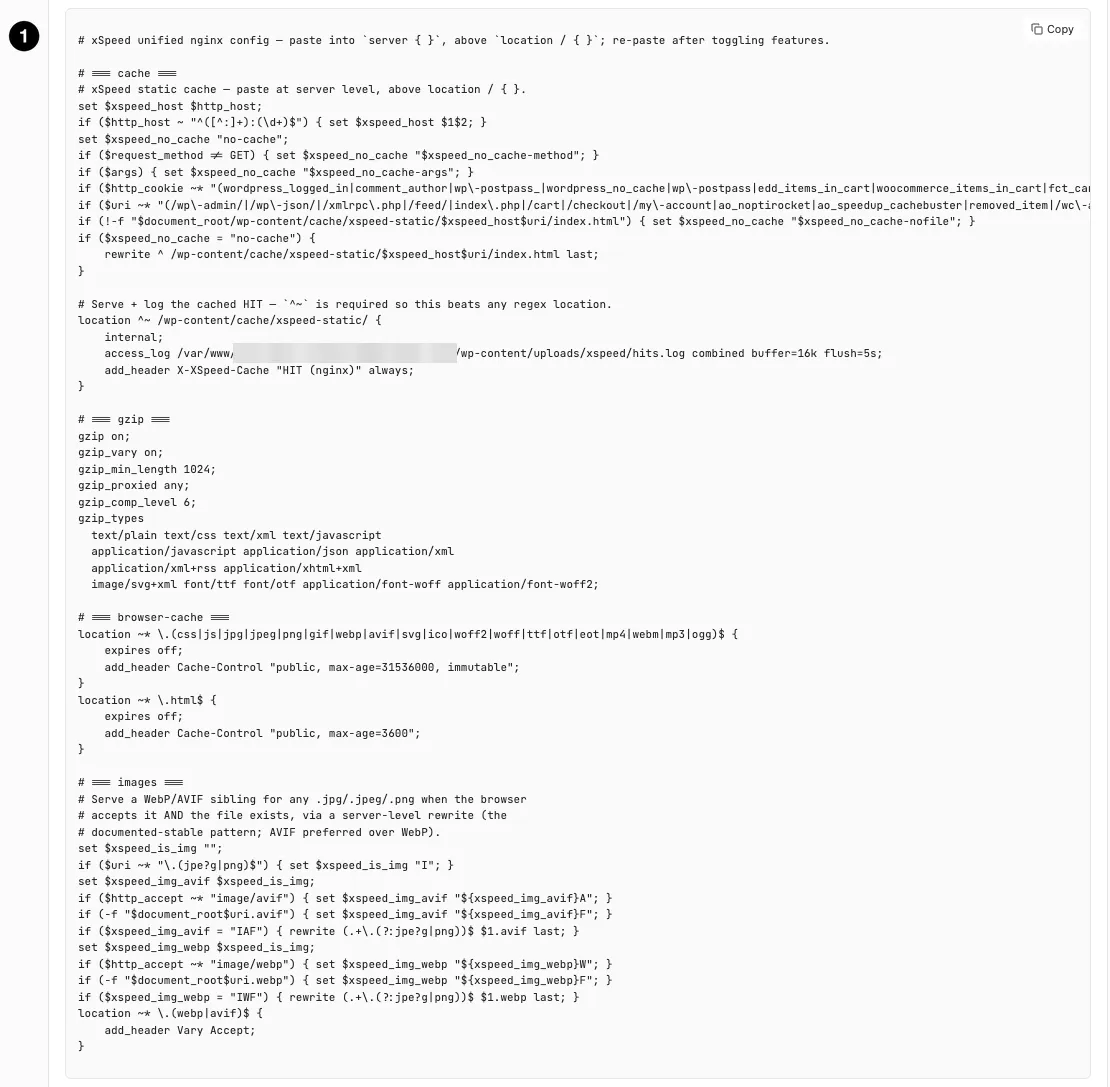 The nginx configuration snippet