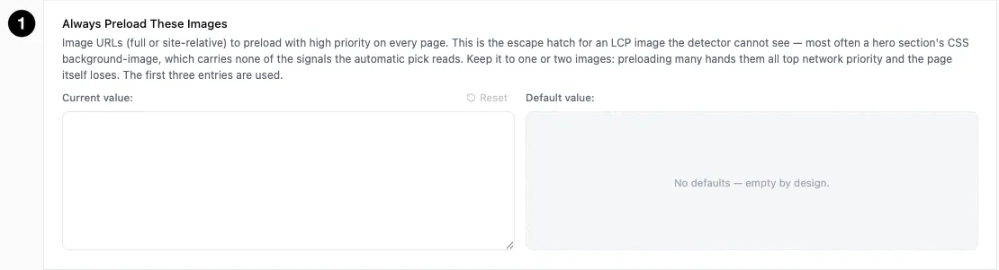 The Always Preload These Images field