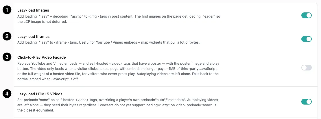 The media lazy-loading settings