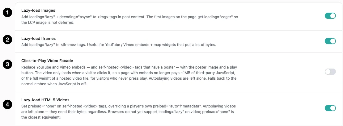 The media lazy-loading settings