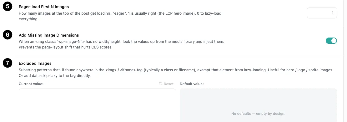 Eager loading and dimension settings