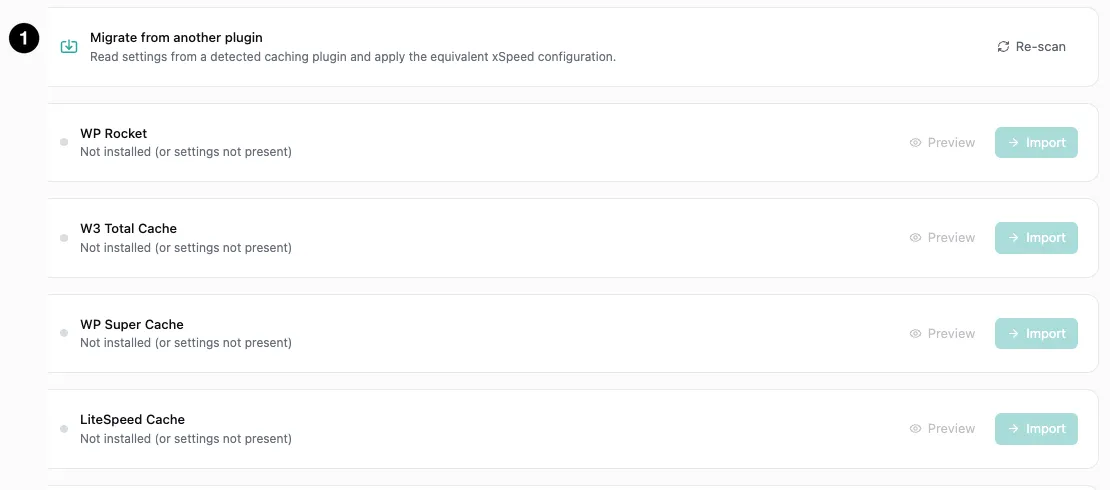 Detected caching plugins