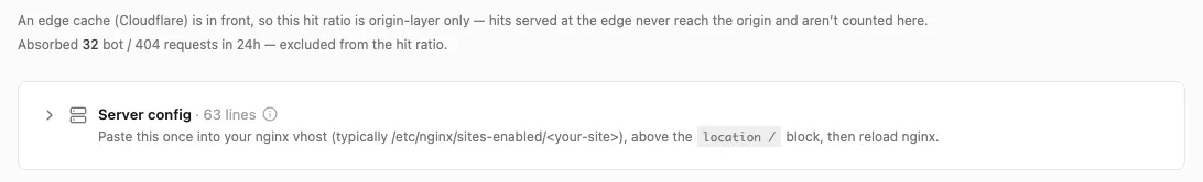 The server config snippet for nginx
