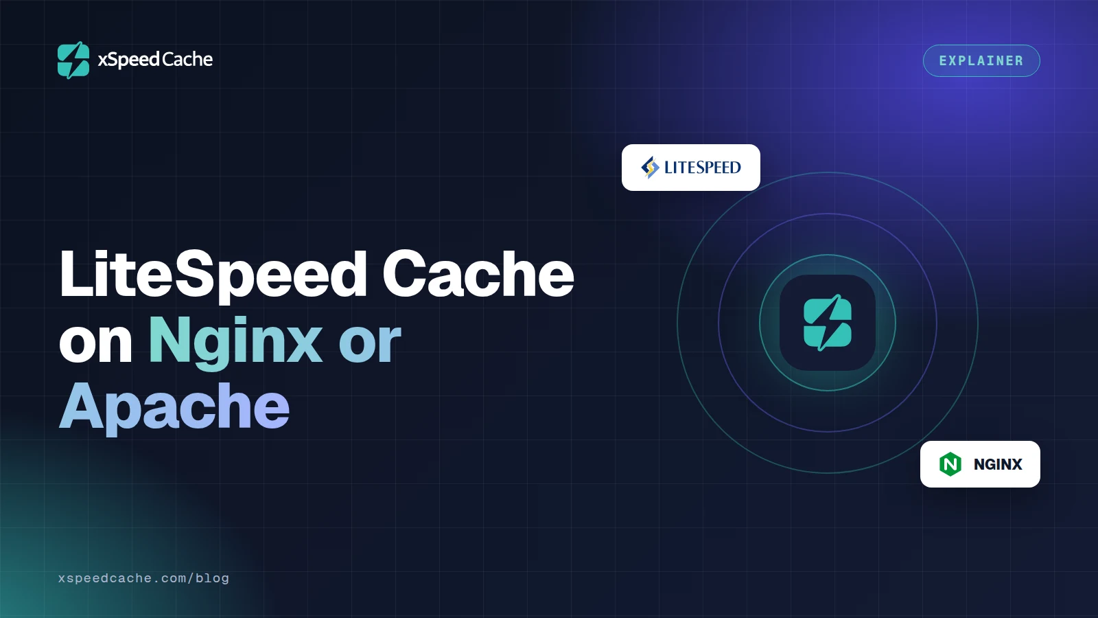 LiteSpeed Cache on Nginx or Apache, with the LiteSpeed and NGINX logos, xSpeed cover