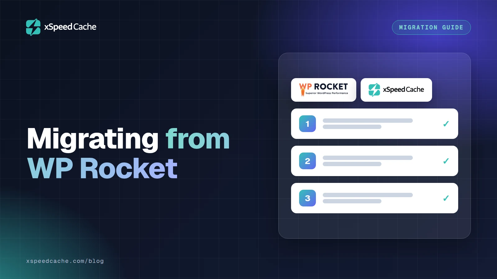 Migrating from WP Rocket, with the WP Rocket and xSpeed Cache logos, xSpeed cover