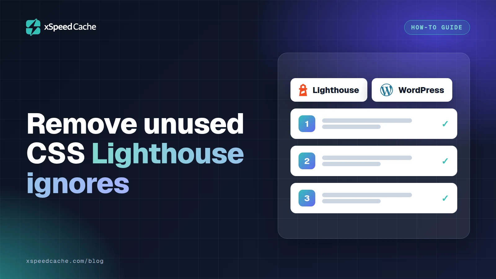 Remove unused CSS Lighthouse ignores, with the Lighthouse and WordPress logos, xSpeed cover