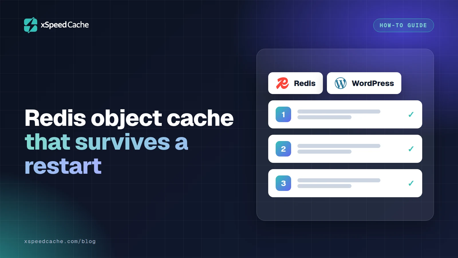 Redis object cache that survives a restart, with the Redis and WordPress logos, xSpeed cover