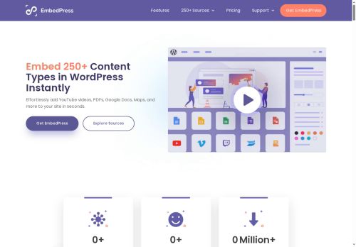 Homepage of embedpress.com