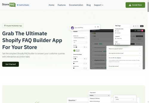 Homepage of storefaq.io